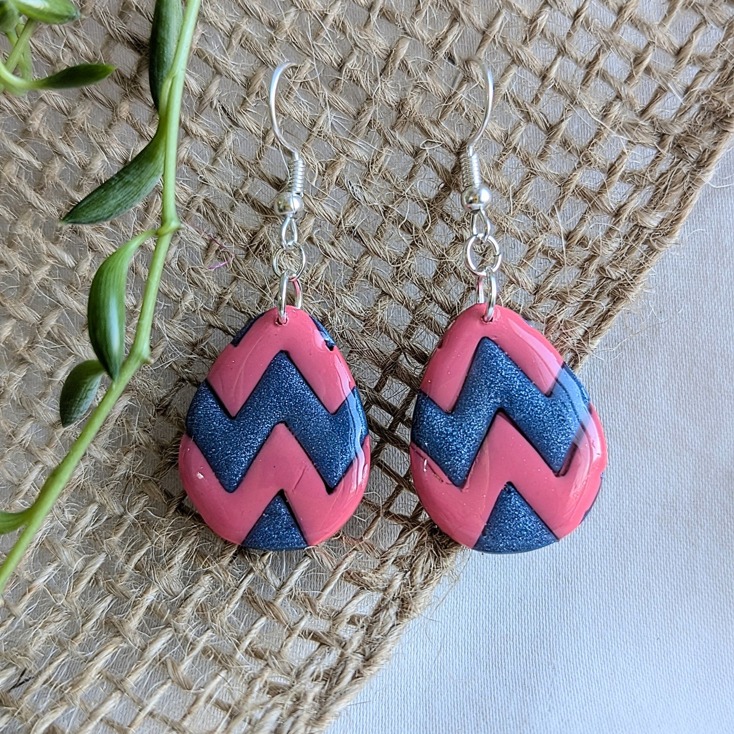 Stripped Easter egg earrings